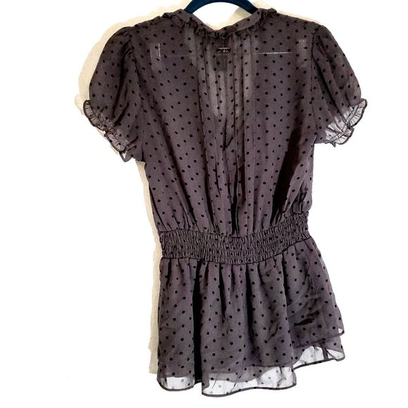 Guess Gray Polka Dots Sheer Blouse Like New S - Picture 2 of 8